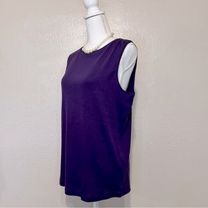 KAREN SCOTT Cotton Boat-Neck Tank Top in Purple Sz PXL NWT